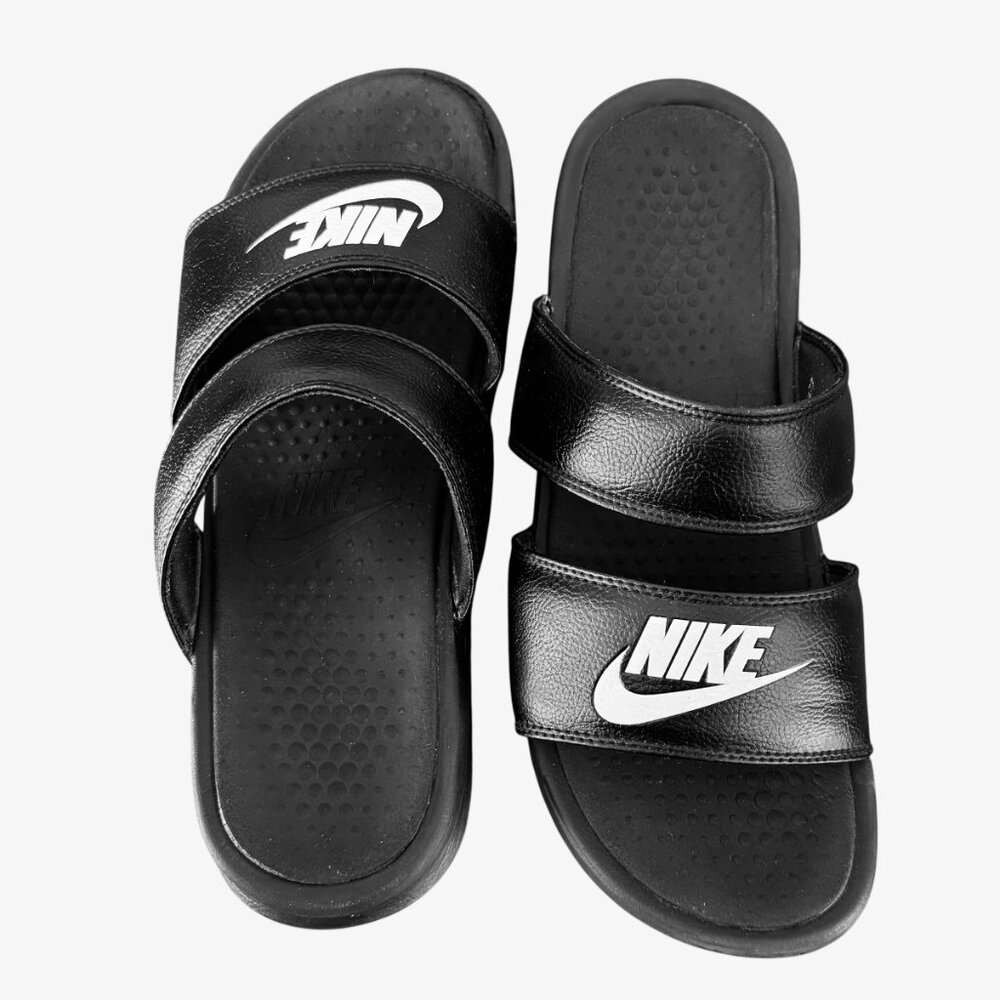 Nike Double Strap Slides Woman's sz 11 Black Very Good Used Condition Sandals